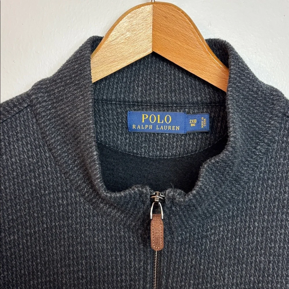 Polo Ralph Lauren Men’s 2XB‎ Knit Full Zip Cardigan Sweater Gray Big Preppy
